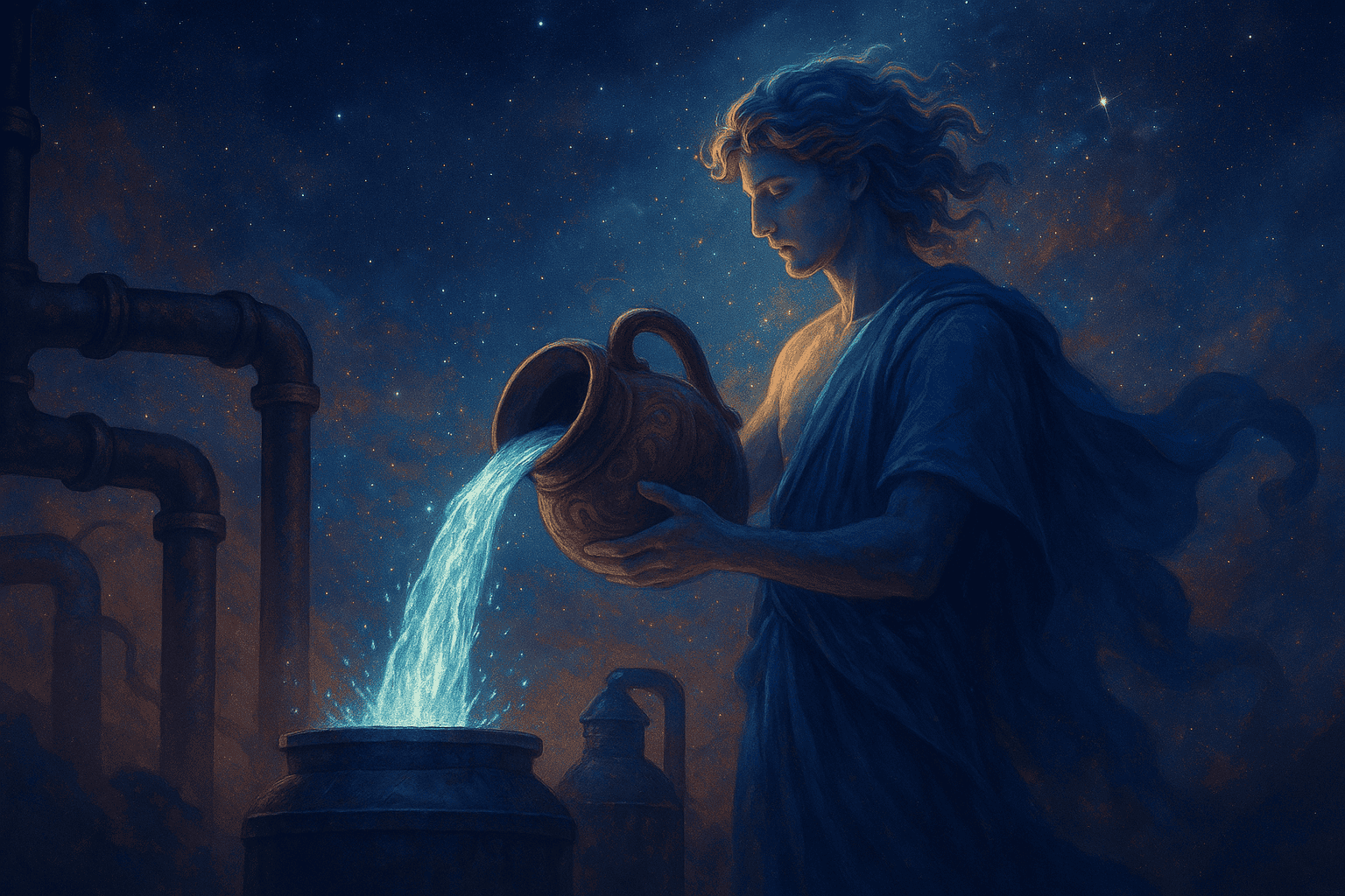 Aquarius Pouring Rain Water